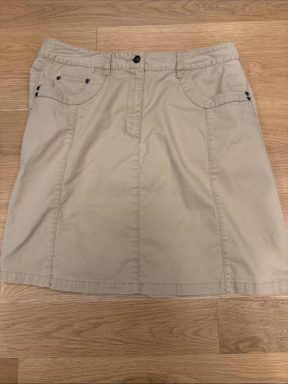 Talbots Khaki A-Line Skirt with Pocket Accents